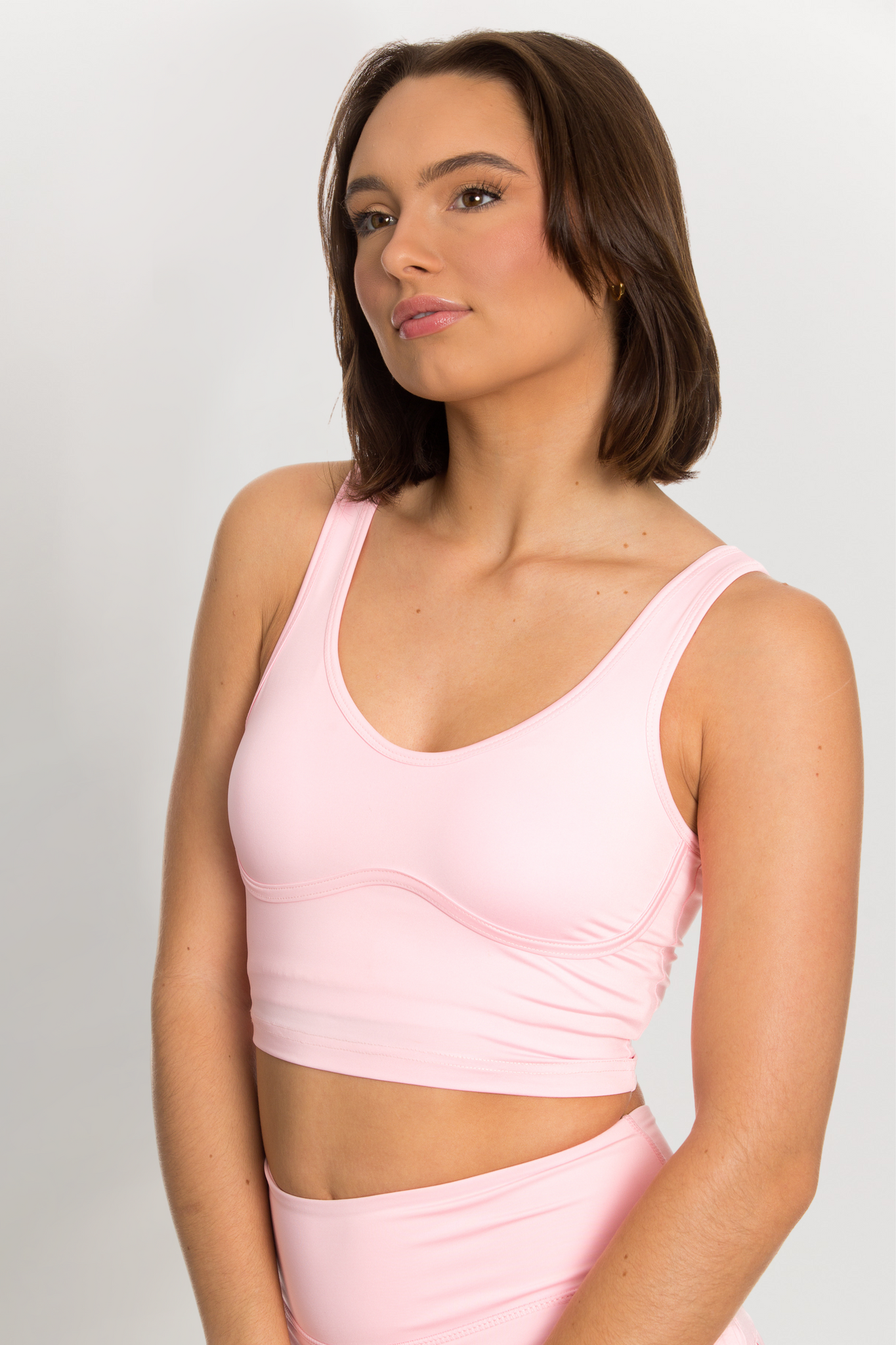 Baby Pink Lined Crop Bra Top