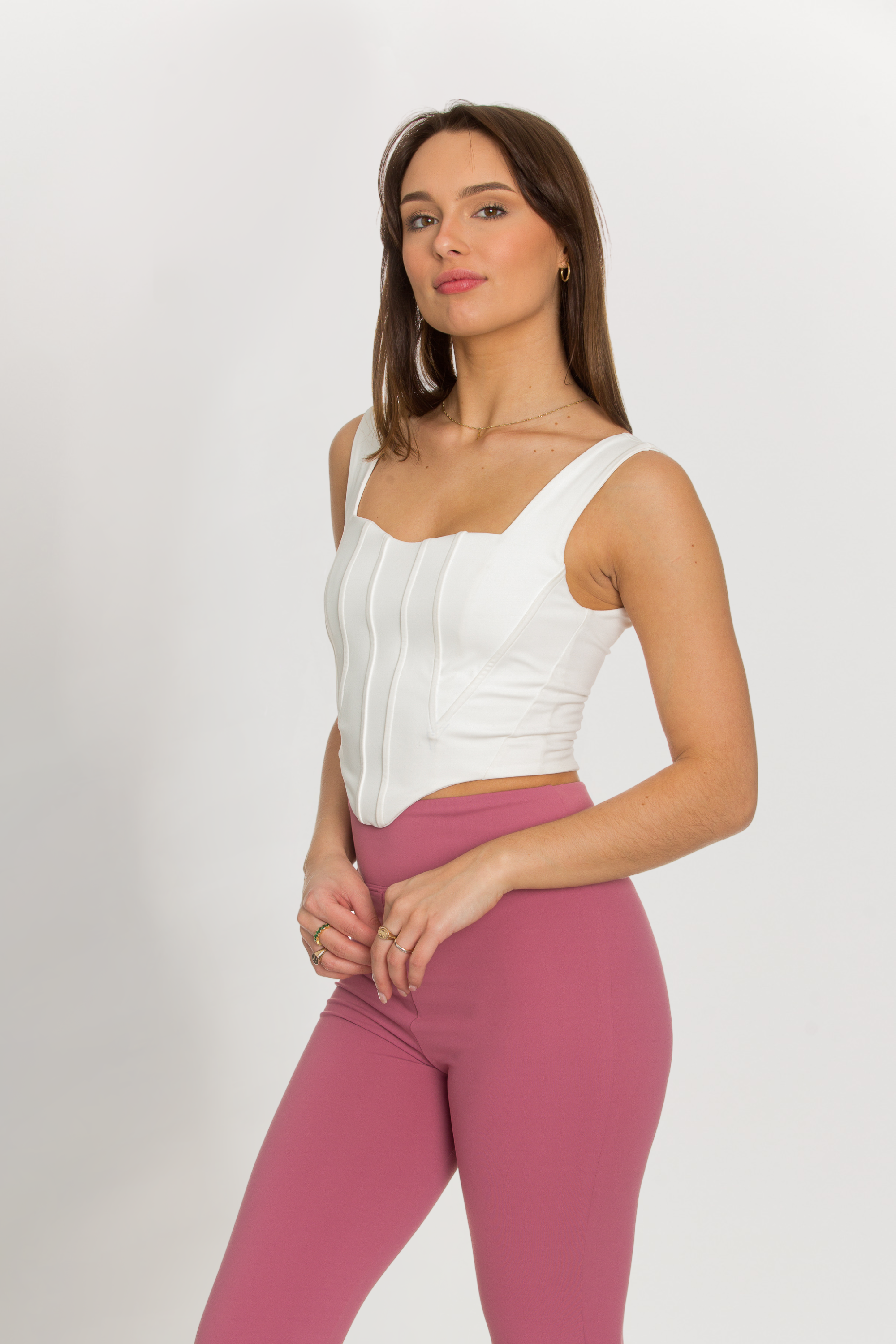 White Cream Corset Tank Top