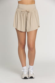 Beige Go-with-the-Flow Athletic Shorts