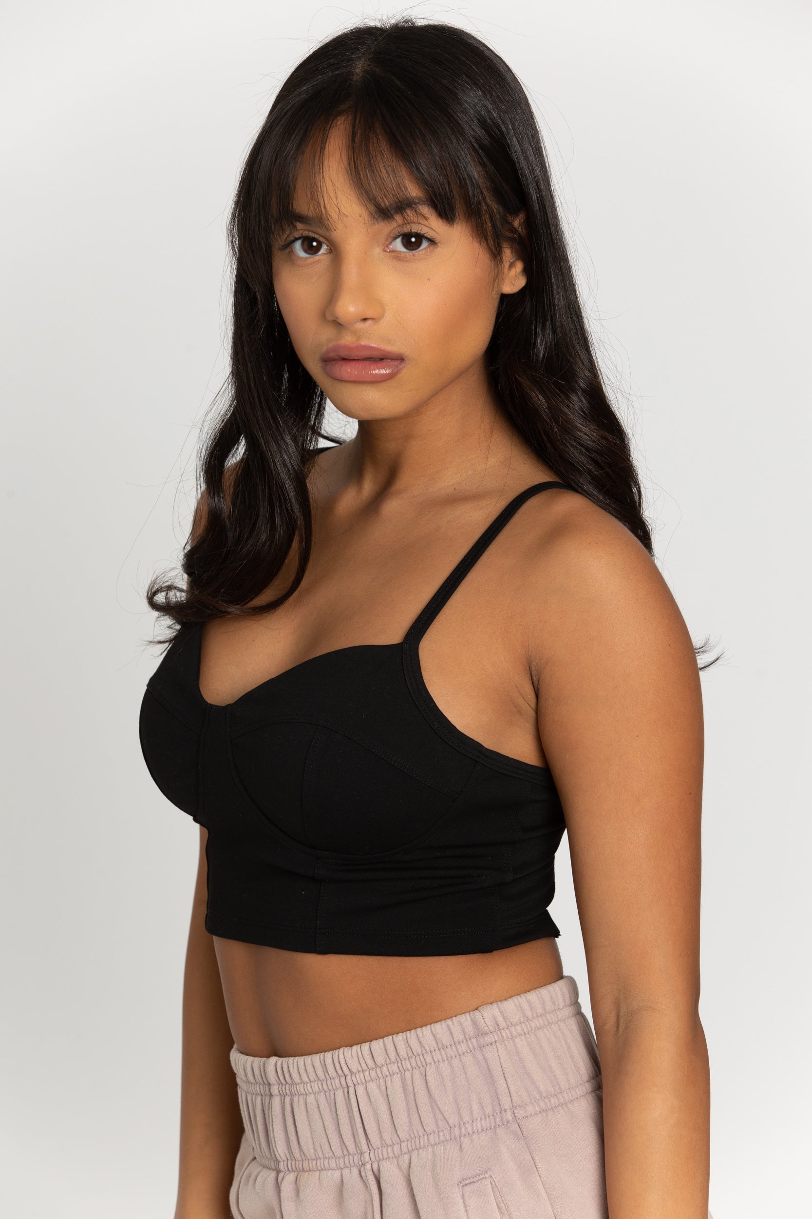 Black Bustier Sports Bra Top