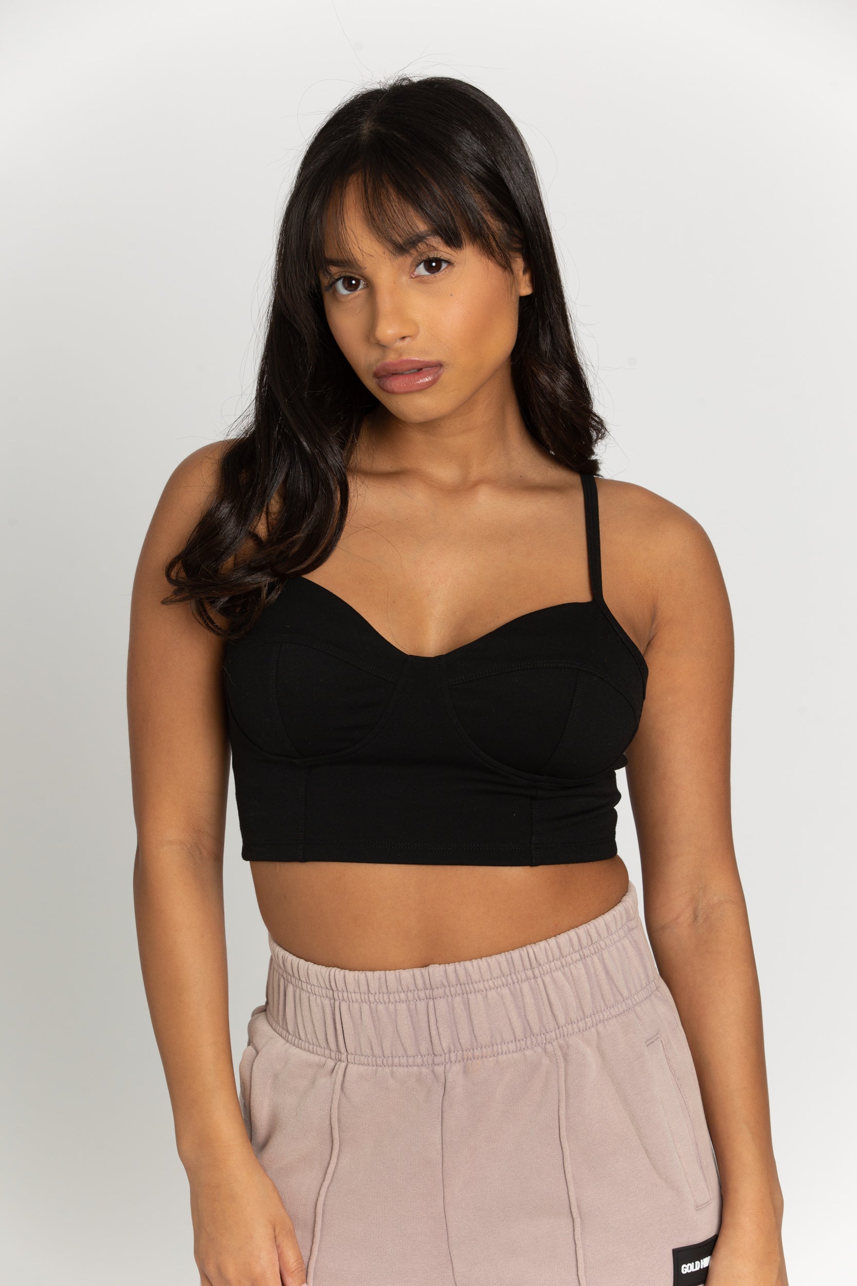Black Bustier Sports Bra Top