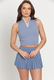 Dusty Blue Pleated Tennis Skirt